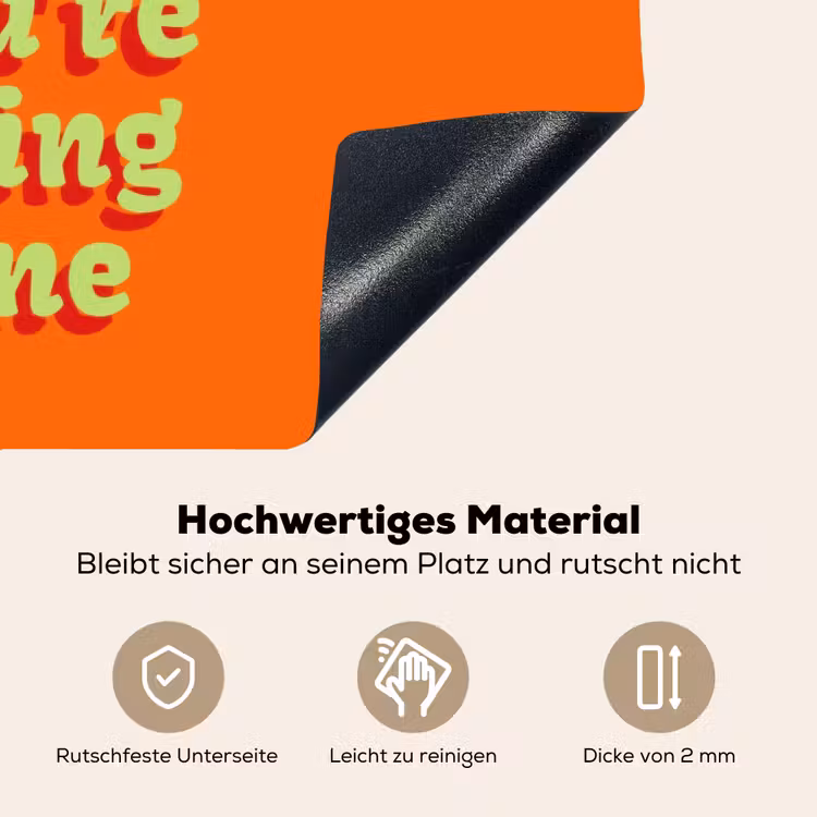 Oranje - Slow down you're doing fine - Retro Inductie beschemer met haakjes klein -ky-onderkant-de