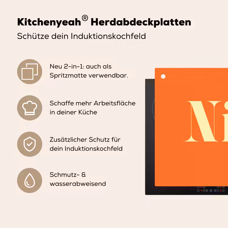 Oranje - Gebroken wit - Nice Inductie beschemer met haakjes klein -ky-usp-de