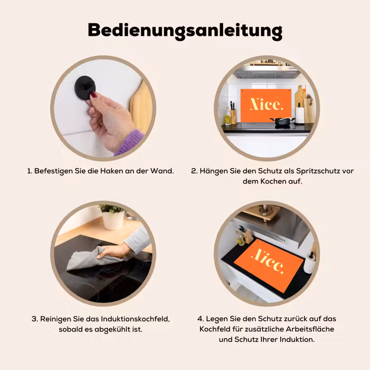 Oranje - Gebroken wit - Nice Inductie beschemer met haakjes klein -ky-gebruik-de