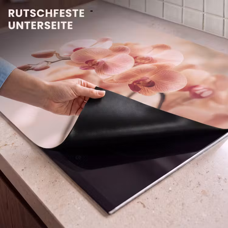 2-in-1 Herdabdeckplatte & Spritzschutz - Orchidee - Blumen - Rosa - Blütenblätter - Orchidee - Bloemen - Roze - Bloemblaadjes Inductie beschemer met haakjes klein