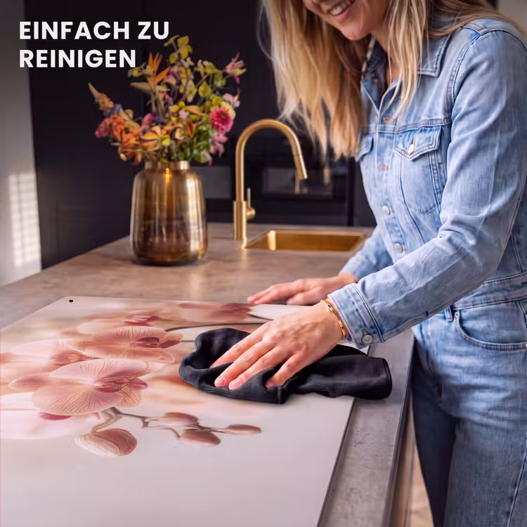 2-in-1 Herdabdeckplatte & Spritzschutz - Orchidee - Blumen - Rosa - Blütenblätter - Orchidee - Bloemen - Roze - Bloemblaadjes Inductie beschemer met haakjes klein