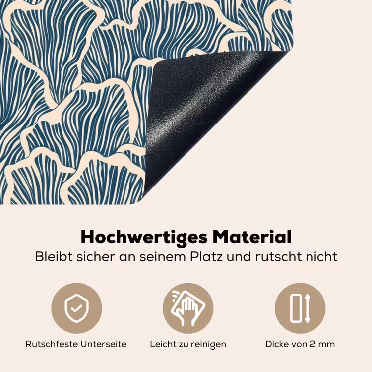 Organisch - Blauw - Crème - Schelpen Inductie beschemer met haakjes klein 777 -ky-onderkant-de