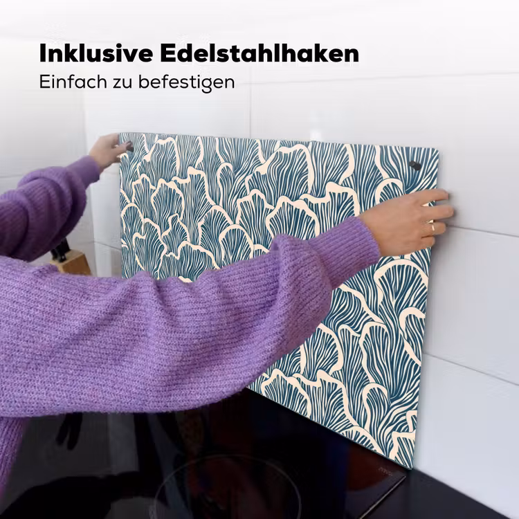 Organisch - Blauw - Crème - Schelpen Inductie beschemer met haakjes klein 777 -ky-ophangen-de