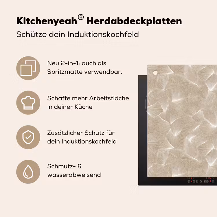 Organisch - Textuur - Beige Inductie beschemer met haakjes klein 777 -ky-usp-de