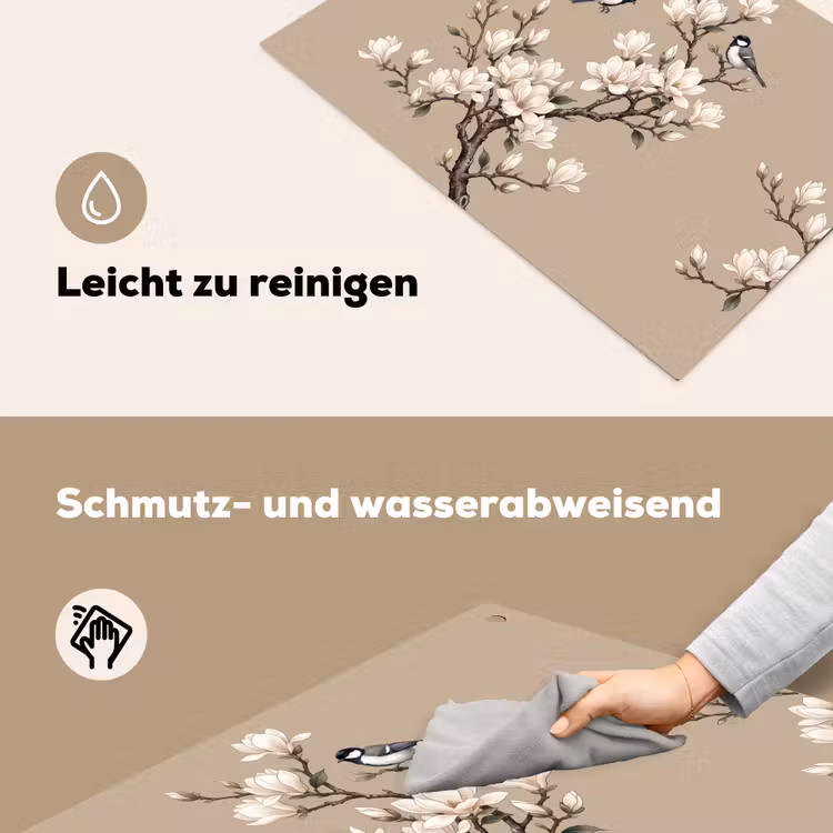 Oosters - Vogels - Beige Inductie beschemer met haakjes klein -ky-schoon-de
