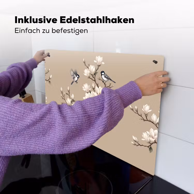 Oosters - Vogels - Beige Inductie beschemer met haakjes klein -ky-ophangen-de