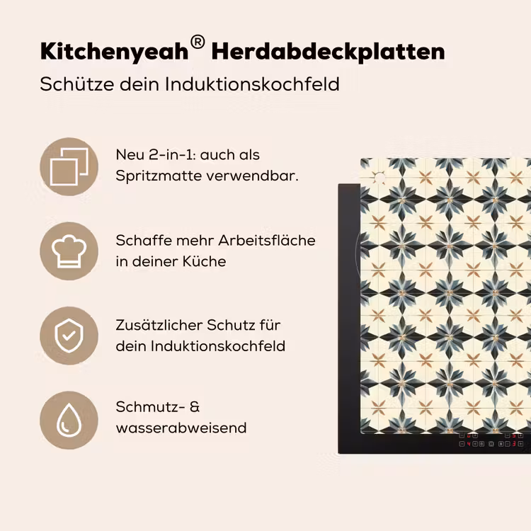 Sierlijk - Ornament - Blauw Inductie beschemer met haakjes klein 777 -ky-usp-de
