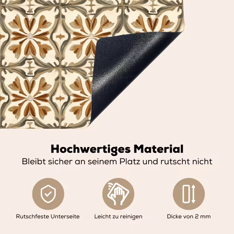 Siertegel - Patroon - Bruin Inductie beschemer met haakjes klein 777 -ky-onderkant-de