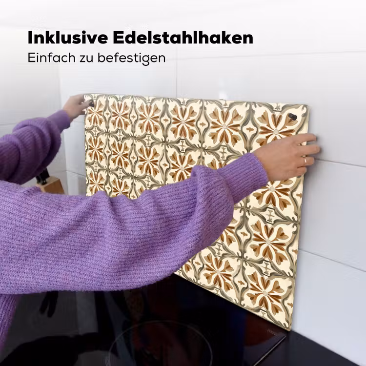 Siertegel - Patroon - Bruin Inductie beschemer met haakjes klein 777 -ky-ophangen-de