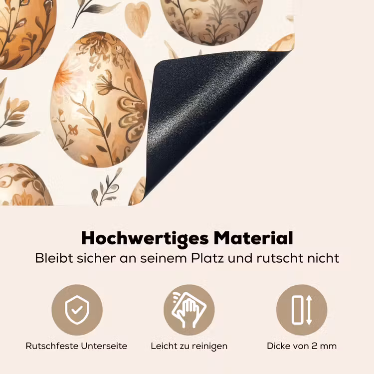 Paaseieren - Bruin - Bloemen Inductie beschemer met haakjes klein -ky-onderkant-de