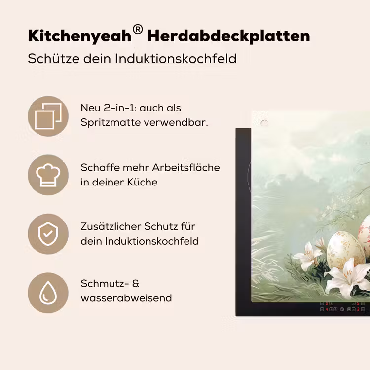 Paaseieren - Pasteltinten - Bloemen Inductie beschemer met haakjes klein -ky-usp-de