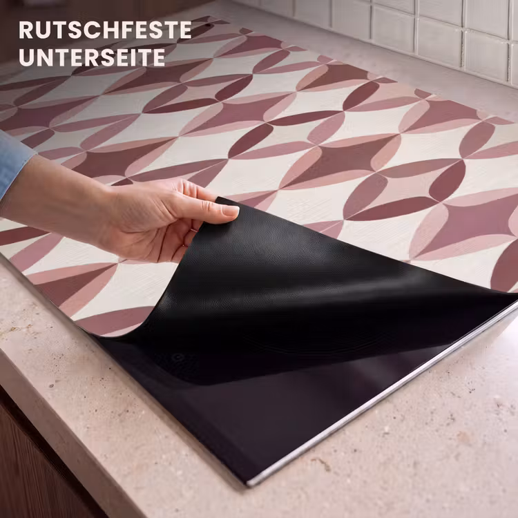 2-in-1 Herdabdeckplatte & Spritzschutz - Oval - Textur - Rosa - Ovaal - Textuur - Roze Inductie beschemer met haakjes klein 777