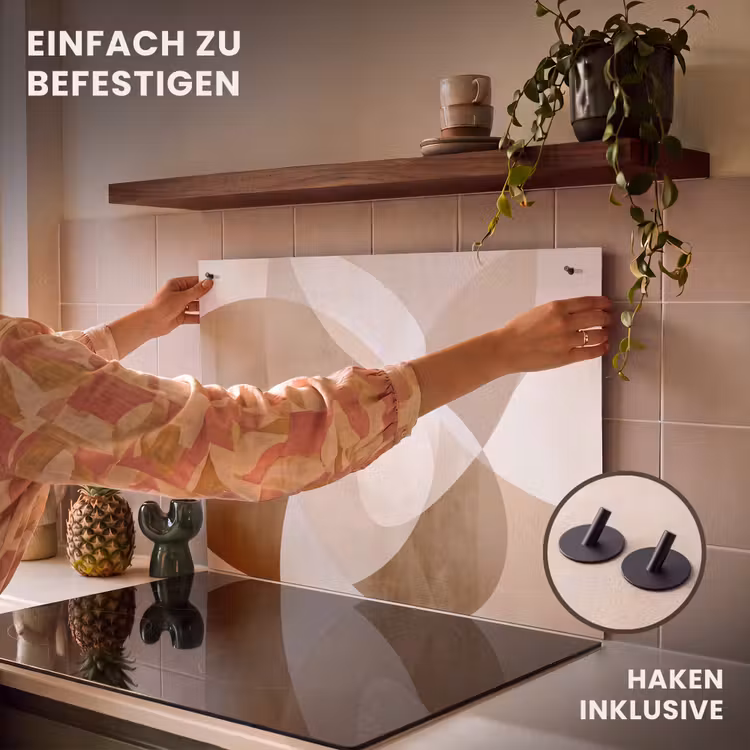 2-in-1 Herdabdeckplatte & Spritzschutz - Ovale Formen - Transparent - Weicher Übergang - Ovale vormen - Transparant - Zachte overgang Inductie beschemer met haakjes klein