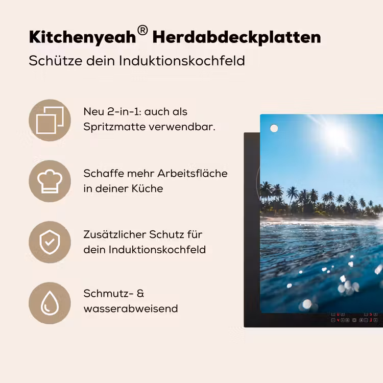 Oceaan - Golf - Strand - Natuur - Blauw Inductie beschemer met haakjes klein -ky-usp-de