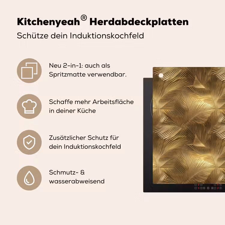 Palm - Waaier - Goud Inductie beschemer met haakjes klein 777 -ky-usp-de