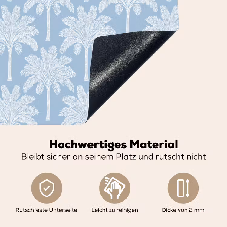Palmboom - Modern - Blauw Inductie beschemer met haakjes klein 777 -ky-onderkant-de