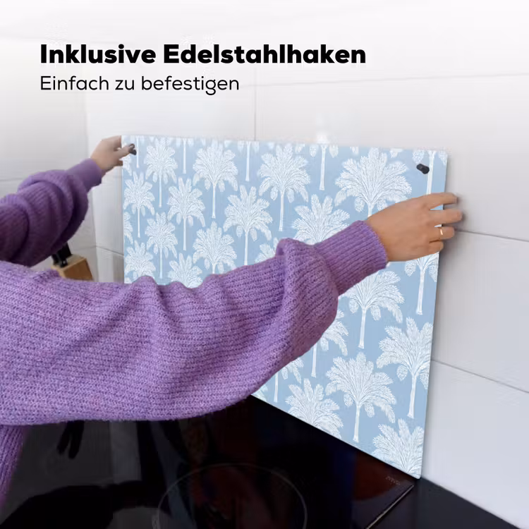 Palmboom - Modern - Blauw Inductie beschemer met haakjes klein 777 -ky-ophangen-de