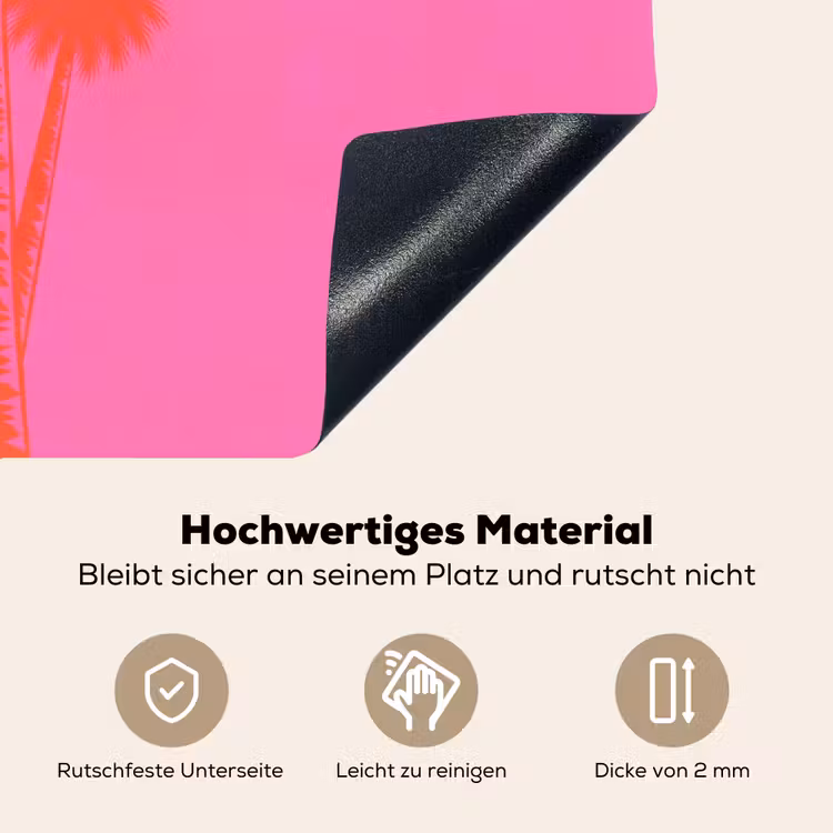 Palmbomen - Modern - Roze Inductie beschemer met haakjes klein -ky-onderkant-de