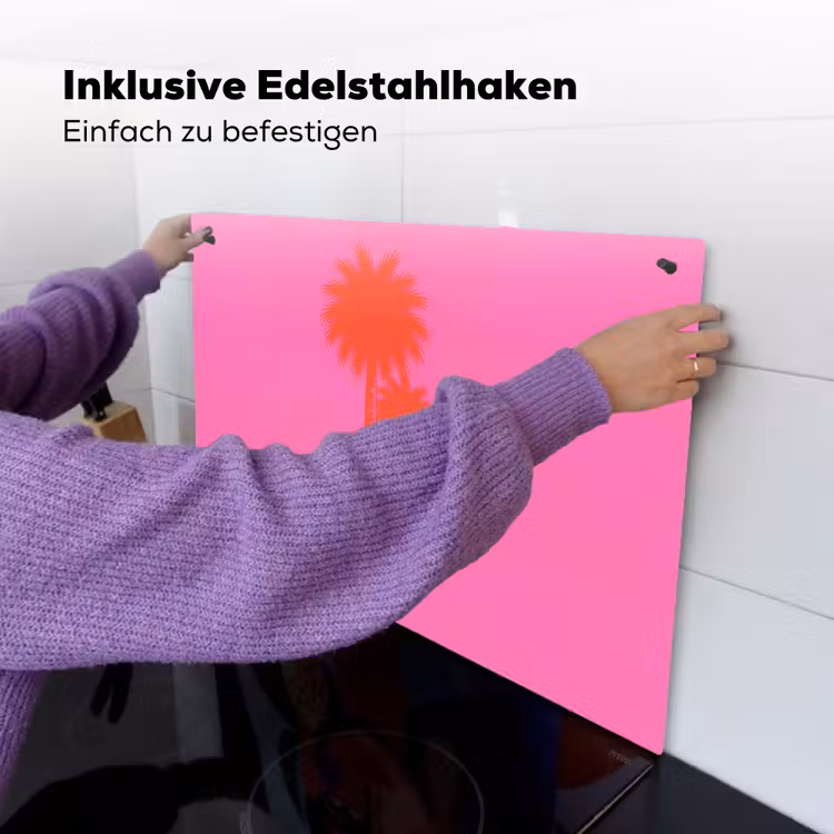 Palmbomen - Modern - Roze Inductie beschemer met haakjes klein -ky-ophangen-de