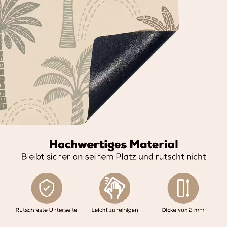 Palmbomen - Patroon - Tropisch - Beige Inductie beschemer met haakjes klein -ky-onderkant-de