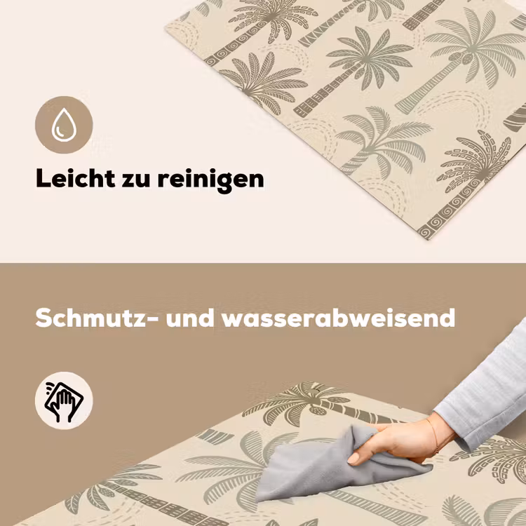 Palmbomen - Patroon - Tropisch - Beige Inductie beschemer met haakjes klein -ky-schoon-de