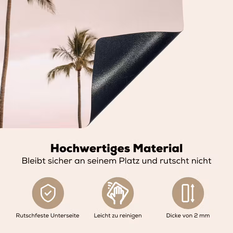 Palmbomen - Zonsondergang - Roze Inductie beschemer met haakjes klein -ky-onderkant-de