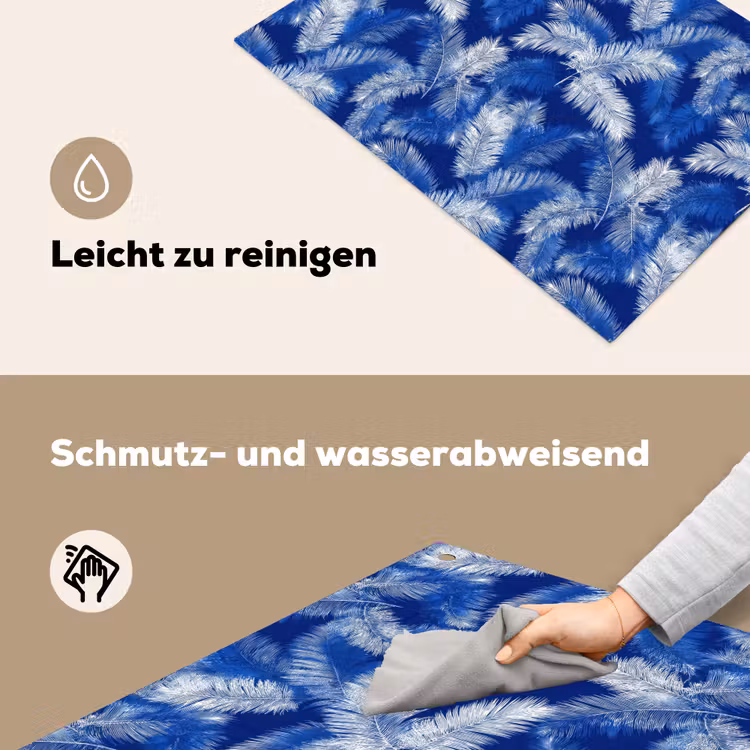Palmblad - Patroon - Blauw Inductie beschemer met haakjes klein 777 -ky-schoon-de