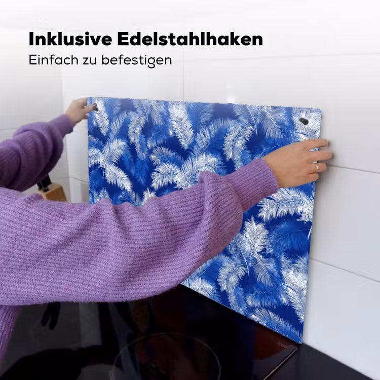 Palmblad - Patroon - Blauw Inductie beschemer met haakjes klein 777 -ky-ophangen-de