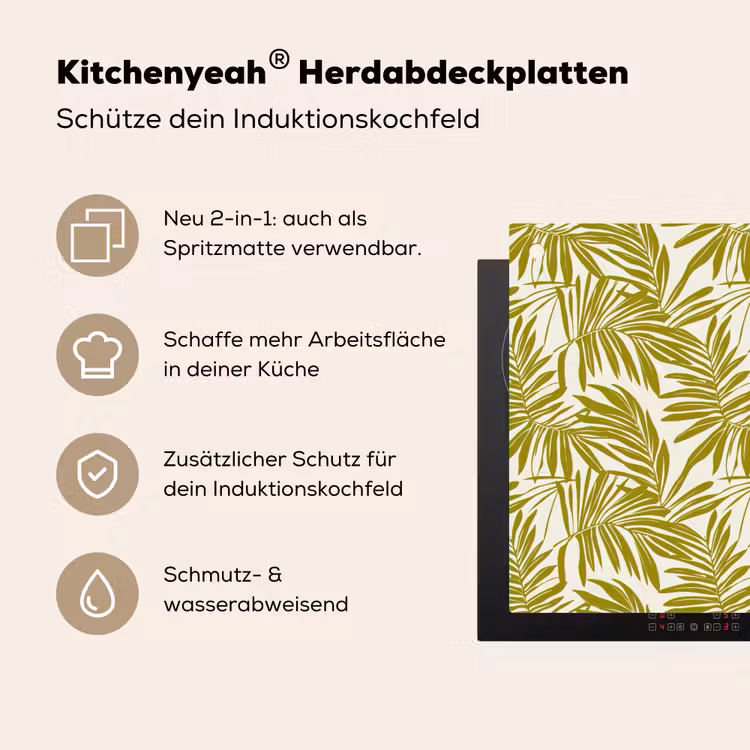 Palmblad - Patroon - Groen Inductie beschemer met haakjes klein 777 -ky-usp-de
