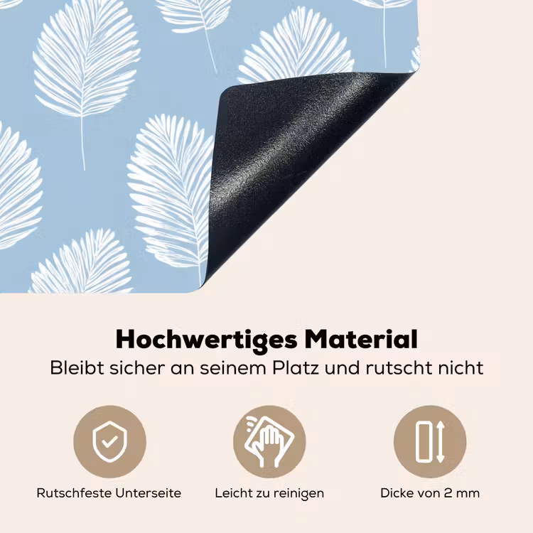 Palmbladeren - Naadloos - Patroon - Pastelblauw Inductie beschemer met haakjes klein 777 -ky-onderkant-de
