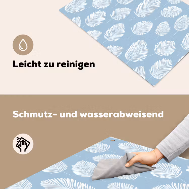 Palmbladeren - Naadloos - Patroon - Pastelblauw Inductie beschemer met haakjes klein 777 -ky-schoon-de