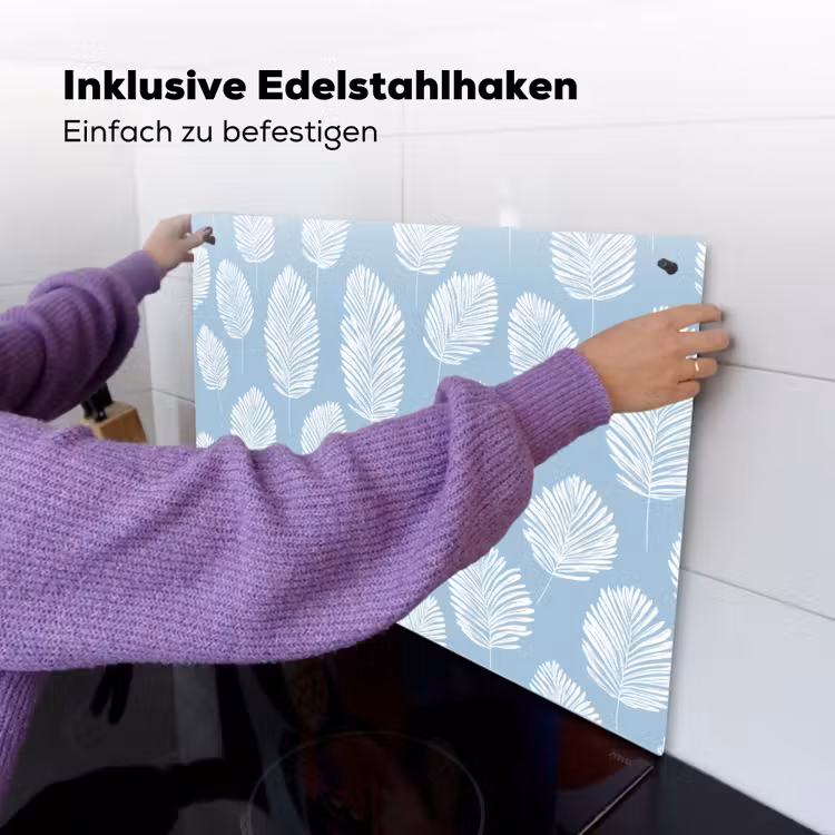 Palmbladeren - Naadloos - Patroon - Pastelblauw Inductie beschemer met haakjes klein 777 -ky-ophangen-de