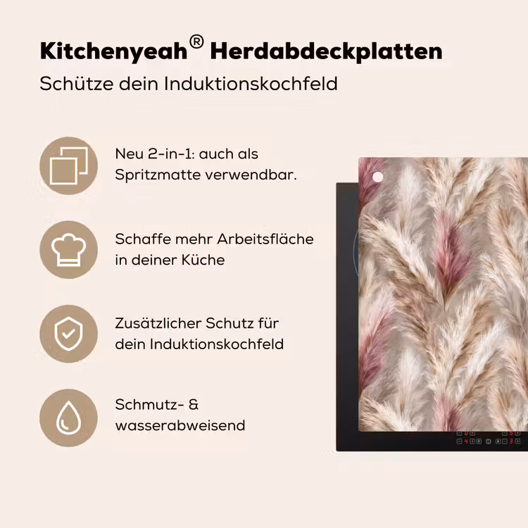 Pampasgras - Pluizig - Kleurrijk Inductie beschemer met haakjes klein 777 -ky-usp-de
