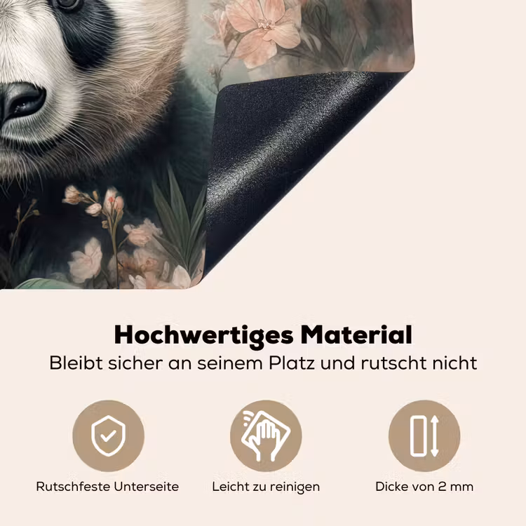 2-in-1 Herdabdeckplatte & Spritzschutz - Panda - Tiere - Pflanzen — 4