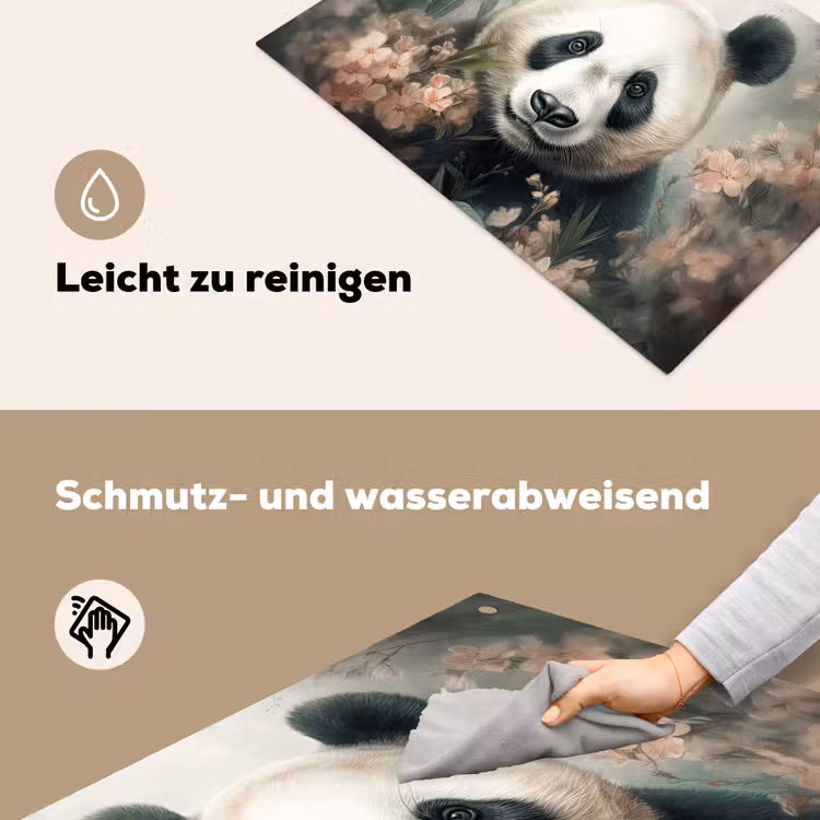 2-in-1 Herdabdeckplatte & Spritzschutz - Panda - Tiere - Pflanzen — 5