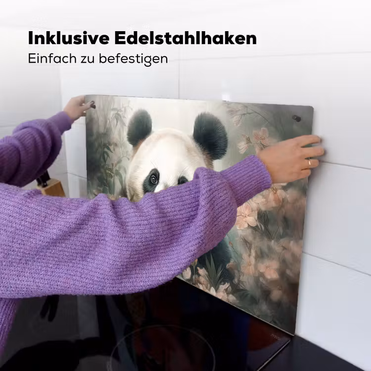 2-in-1 Herdabdeckplatte & Spritzschutz - Panda - Tiere - Pflanzen — 7