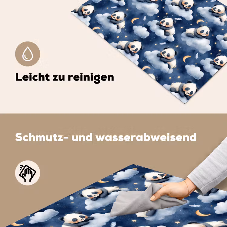 Panda's - Slapen - Blauw Inductie beschemer met haakjes klein 777 -ky-schoon-de