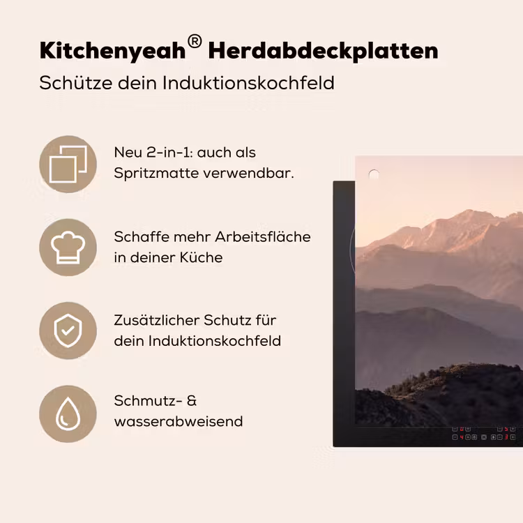 Panorama - Landschap - Bergen Inductie beschemer met haakjes klein -ky-usp-de
