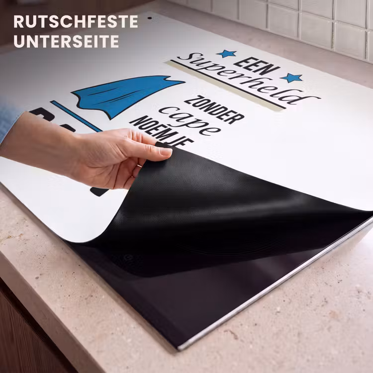 2-in-1 Herdabdeckplatte & Spritzschutz - Papa - Zitate - Einen Superhelden ohne Umhang nennt man Papa - Sprichwörter - Papa - Quotes - Een superheld zonder cape noem je papa - Spreuken Inductie beschemer met haakjes klein