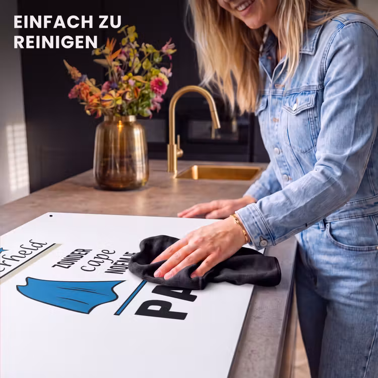 2-in-1 Herdabdeckplatte & Spritzschutz - Papa - Zitate - Einen Superhelden ohne Umhang nennt man Papa - Sprichwörter - Papa - Quotes - Een superheld zonder cape noem je papa - Spreuken Inductie beschemer met haakjes klein