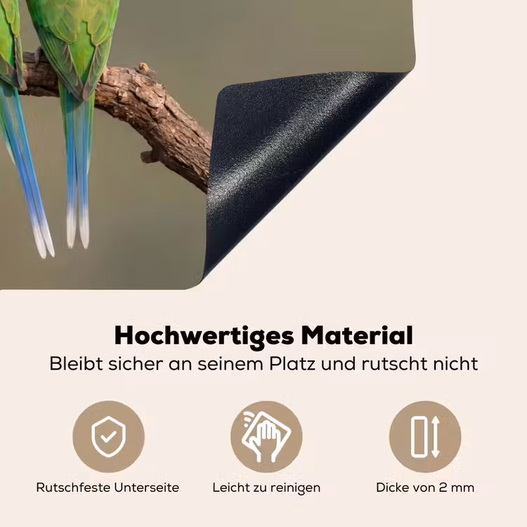 Papagaai - Tak - Natuur - Kleurrijk Inductie beschemer met haakjes klein -ky-onderkant-de