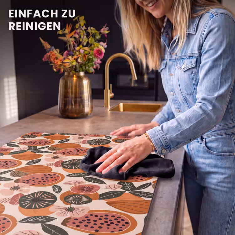 2-in-1 Herdabdeckplatte & Spritzschutz - Papaya - Blüte - Orange - Papaja - Bloesem - Oranje Inductie beschemer met haakjes klein 777
