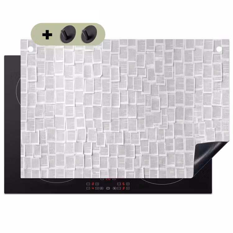 Papier - Overlappend - Textuur - Modern - Wit Inductie beschemer met haakjes klein -3d