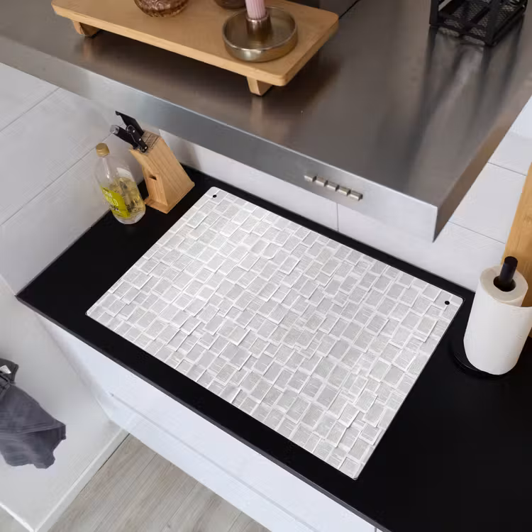 Papier - Overlappend - Textuur - Modern - Wit Inductie beschemer met haakjes klein -sfeer1