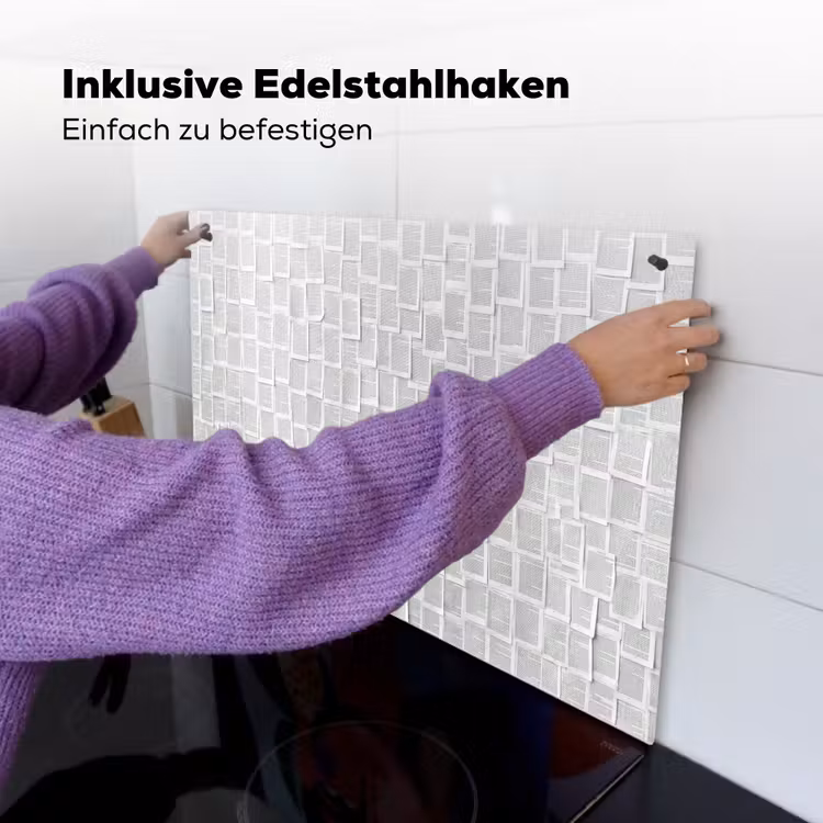 Papier - Overlappend - Textuur - Modern - Wit Inductie beschemer met haakjes klein -ky-ophangen-de