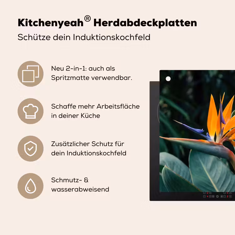 Paradijsvogel - Bloem - Exotisch Inductie beschemer met haakjes klein -ky-usp-de