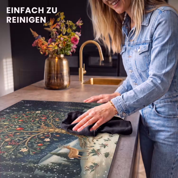 2-in-1 Herdabdeckplatte & Spritzschutz - Partybaum - Winterhimmel - Farbenfroh - Feestboom - Winterhemel - Kleurrijk Inductie beschemer met haakjes klein