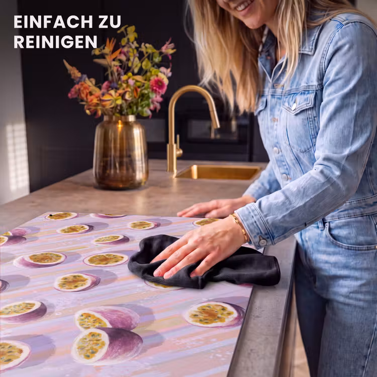 2-in-1 Herdabdeckplatte & Spritzschutz - Passionsfrucht - Tropisch - Lila - Passievrucht - Tropisch - Paars Inductie beschemer met haakjes klein 777