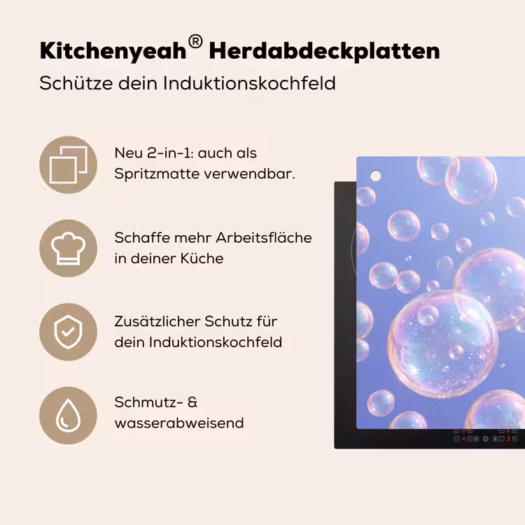 Pastel - Bubbels - Dromerig Inductie beschemer met haakjes klein -ky-usp-de