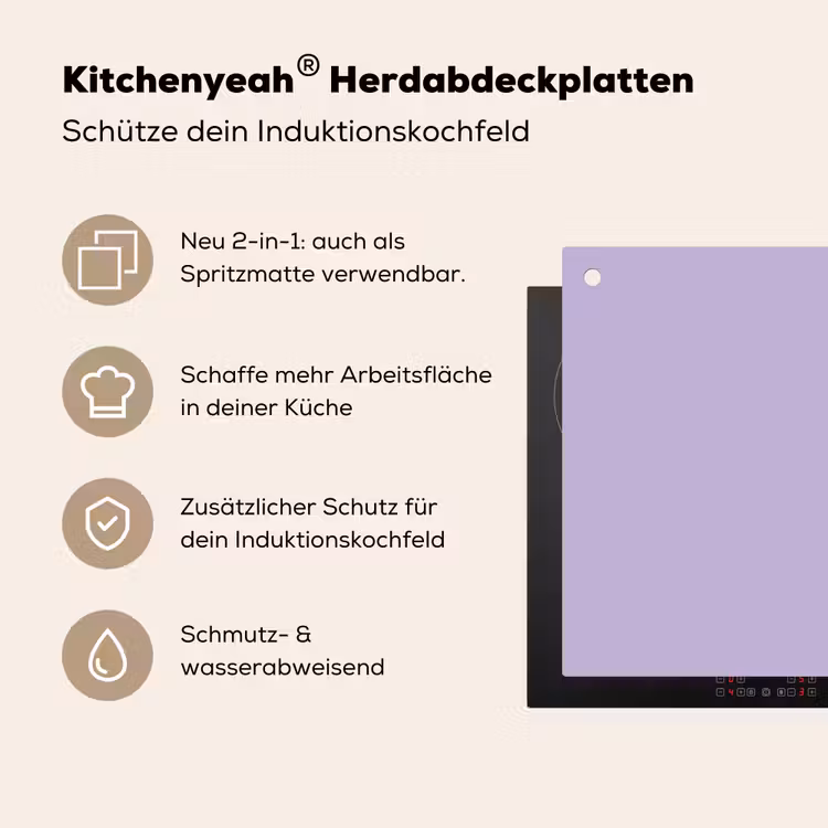 Pastel - Lilac - Paars Inductie beschemer met haakjes klein 777 -ky-usp-de
